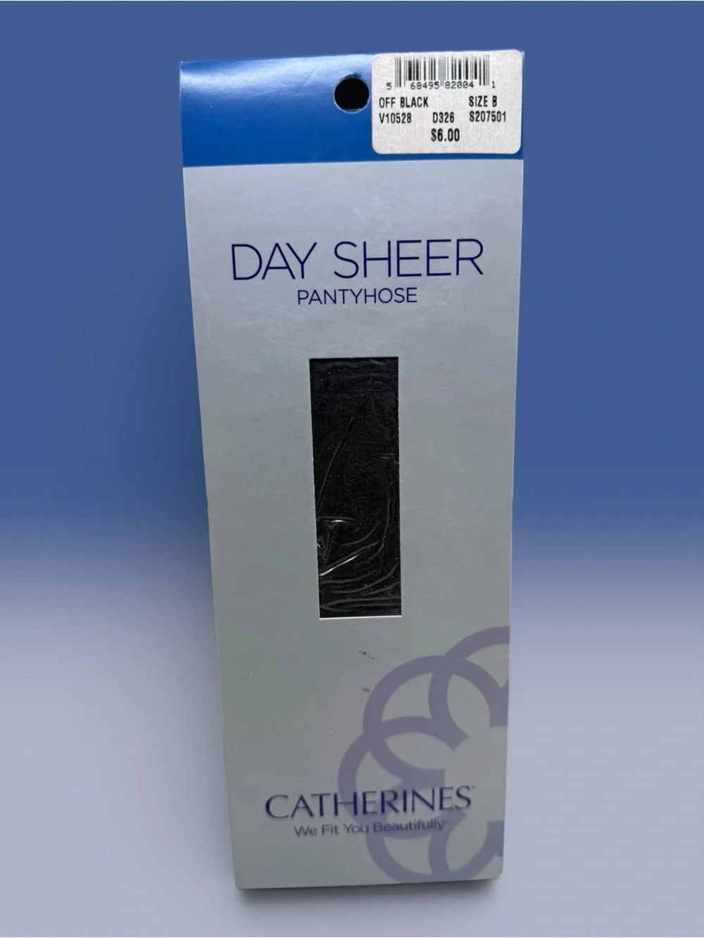 Catherines Day Sheer Pantyhose Off Black Plus Size B Sandalfoot 100% Nylon USA